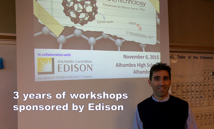 Three years of nanotechnology workshops supported by Edison International