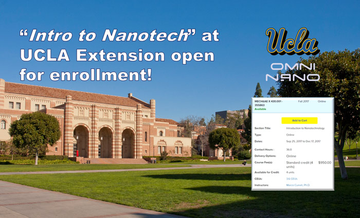 Introduction to Nanotechnology is now open for enrollment at UCLA Extension for the Fall 2017.