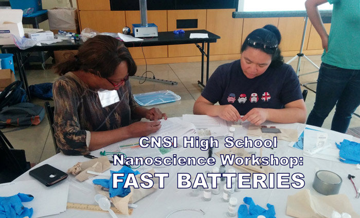 LA-Local science teachers getting trained on a "faster batteries" nanotech lab at UCLA's CNSI.