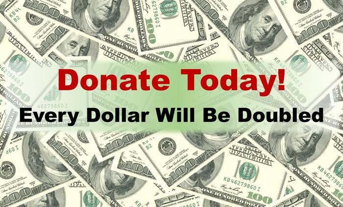 Every dollar donated through the end of 2018 will be DOUBLED! Donate today!